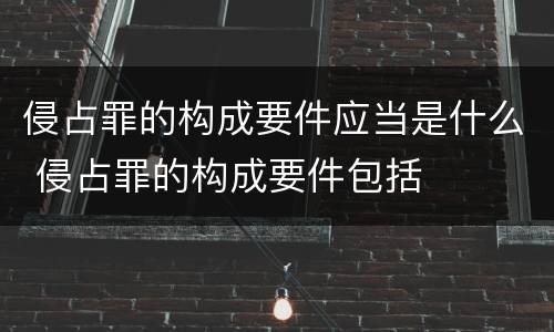 侵占罪的构成要件应当是什么 侵占罪的构成要件包括