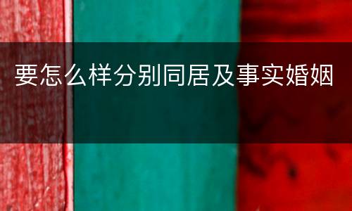 要怎么样分别同居及事实婚姻