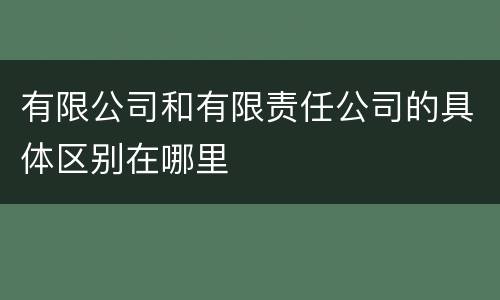 有限公司和有限责任公司的具体区别在哪里