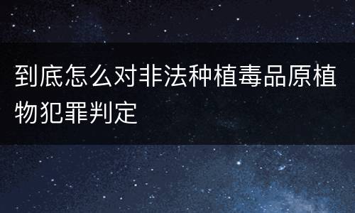 到底怎么对非法种植毒品原植物犯罪判定