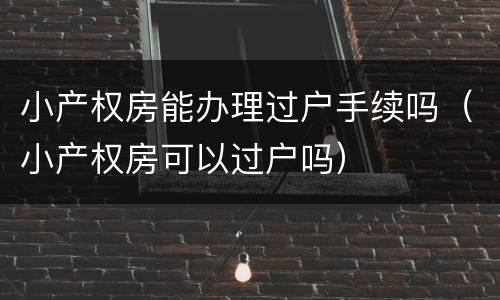 小产权房能办理过户手续吗（小产权房可以过户吗）