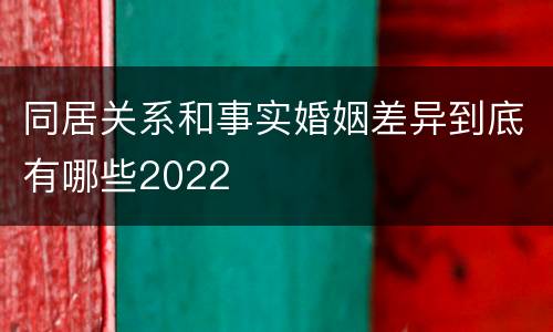 同居关系和事实婚姻差异到底有哪些2022