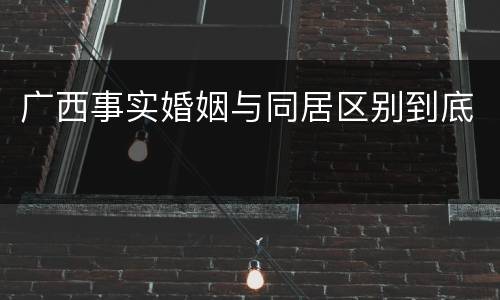 广西事实婚姻与同居区别到底