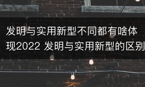 发明与实用新型不同都有啥体现2022 发明与实用新型的区别有