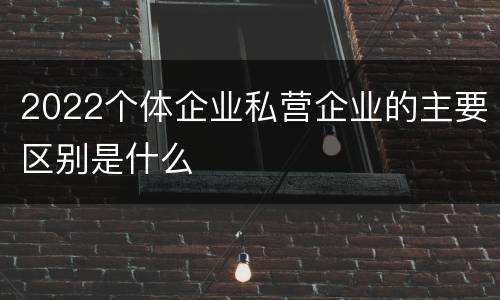 2022个体企业私营企业的主要区别是什么