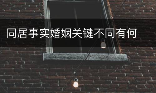 同居事实婚姻关键不同有何