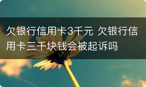 欠银行信用卡3千元 欠银行信用卡三千块钱会被起诉吗