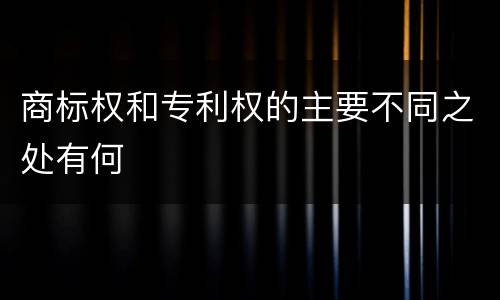 商标权和专利权的主要不同之处有何