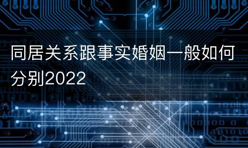 同居关系跟事实婚姻一般如何分别2022