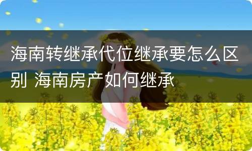 海南转继承代位继承要怎么区别 海南房产如何继承