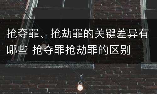 抢夺罪、抢劫罪的关键差异有哪些 抢夺罪抢劫罪的区别