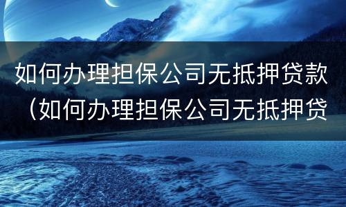如何办理担保公司无抵押贷款（如何办理担保公司无抵押贷款业务）