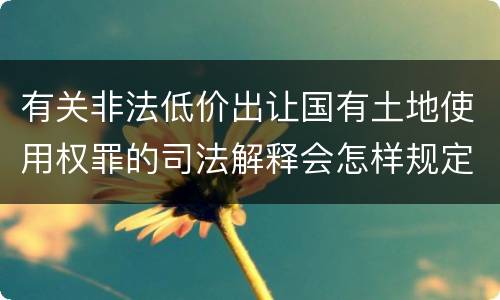 有关非法低价出让国有土地使用权罪的司法解释会怎样规定