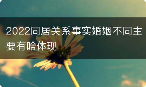 2022同居关系事实婚姻不同主要有啥体现