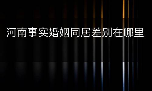 河南事实婚姻同居差别在哪里