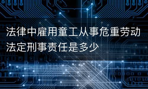 法律中雇用童工从事危重劳动法定刑事责任是多少