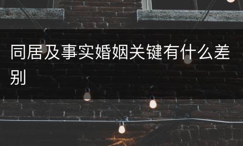 同居及事实婚姻关键有什么差别