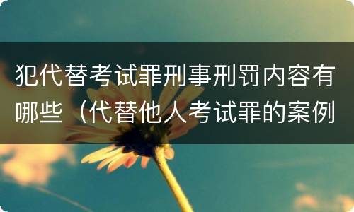 犯代替考试罪刑事刑罚内容有哪些（代替他人考试罪的案例）