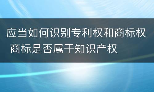应当如何识别专利权和商标权 商标是否属于知识产权