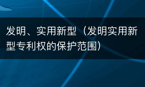 发明、实用新型（发明实用新型专利权的保护范围）