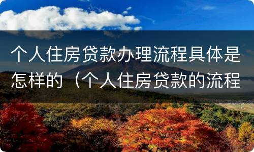 个人住房贷款办理流程具体是怎样的（个人住房贷款的流程包括）