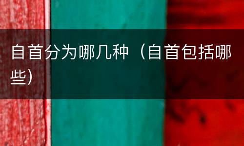 自首分为哪几种（自首包括哪些）