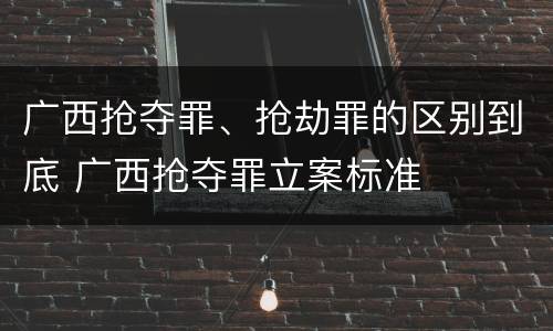 广西抢夺罪、抢劫罪的区别到底 广西抢夺罪立案标准