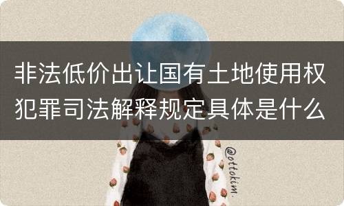 非法低价出让国有土地使用权犯罪司法解释规定具体是什么