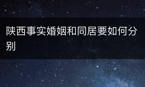 陕西事实婚姻和同居要如何分别