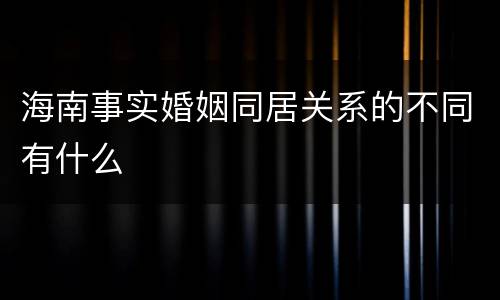 海南事实婚姻同居关系的不同有什么