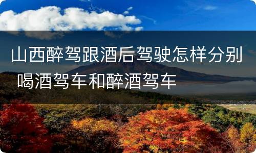 山西醉驾跟酒后驾驶怎样分别 喝酒驾车和醉酒驾车