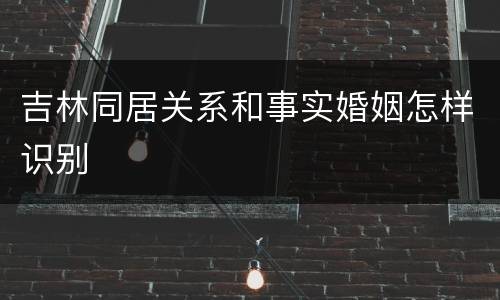 吉林同居关系和事实婚姻怎样识别