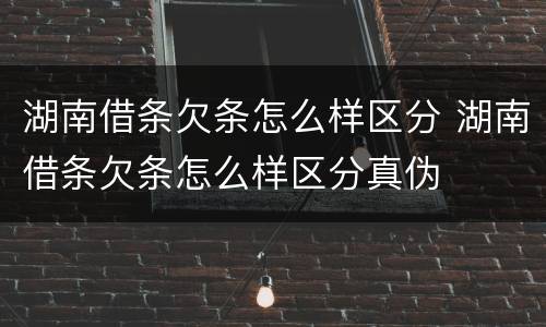 湖南借条欠条怎么样区分 湖南借条欠条怎么样区分真伪