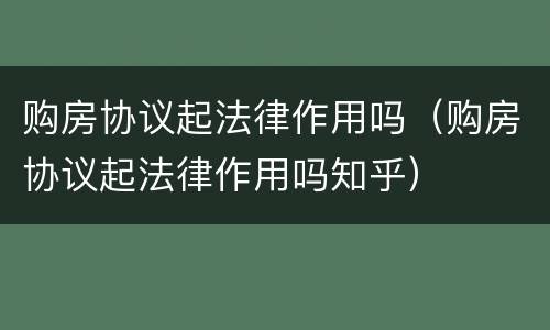 购房协议起法律作用吗（购房协议起法律作用吗知乎）