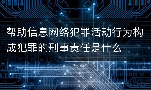 帮助信息网络犯罪活动行为构成犯罪的刑事责任是什么