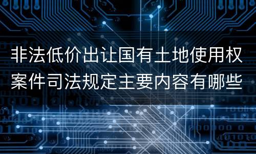 非法低价出让国有土地使用权案件司法规定主要内容有哪些