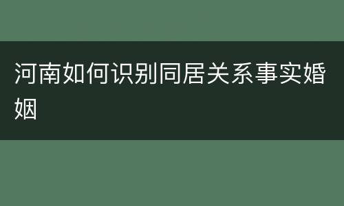 河南如何识别同居关系事实婚姻
