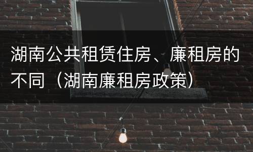 湖南公共租赁住房、廉租房的不同（湖南廉租房政策）