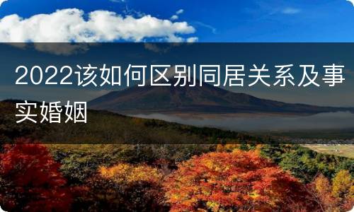 2022该如何区别同居关系及事实婚姻