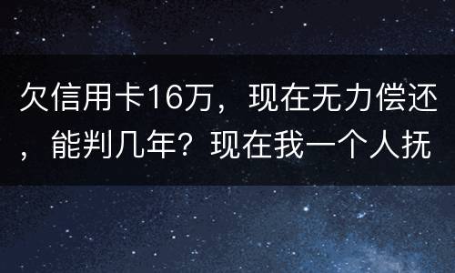 欠信用卡16万，现在无力偿还，能判几年？现在我一个人抚养孩子，判刑后孩子怎么办