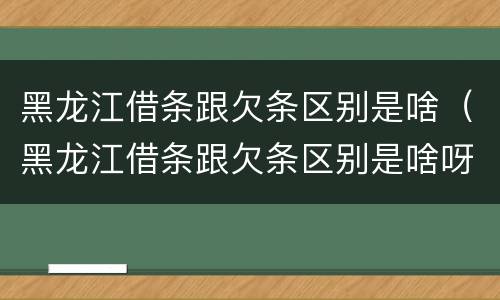 黑龙江借条跟欠条区别是啥（黑龙江借条跟欠条区别是啥呀）