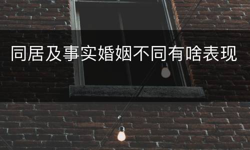 同居及事实婚姻不同有啥表现