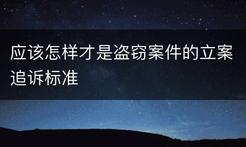 应该怎样才是盗窃案件的立案追诉标准