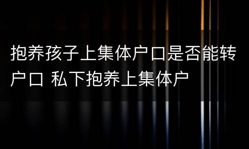 抱养孩子上集体户口是否能转户口 私下抱养上集体户