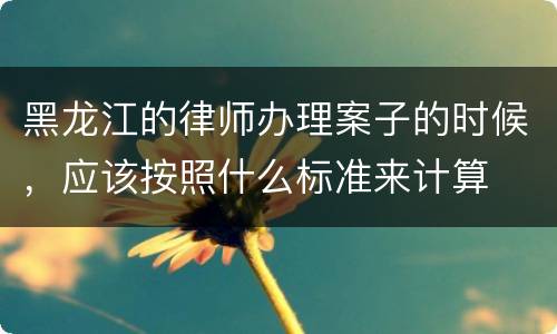 黑龙江的律师办理案子的时候，应该按照什么标准来计算