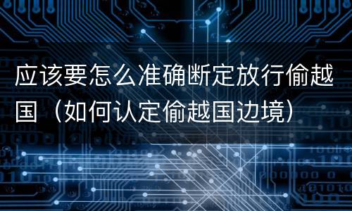 应该要怎么准确断定放行偷越国（如何认定偷越国边境）