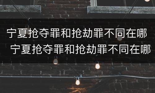 宁夏抢夺罪和抢劫罪不同在哪 宁夏抢夺罪和抢劫罪不同在哪查