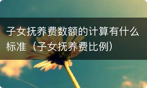 子女抚养费数额的计算有什么标准（子女抚养费比例）