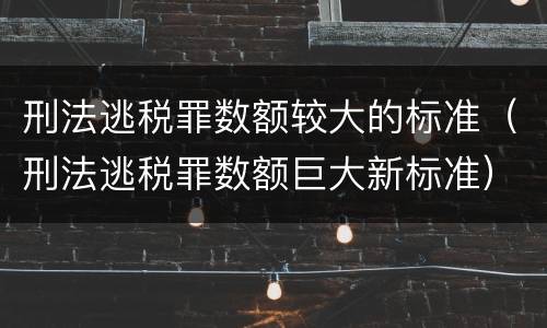 刑法逃税罪数额较大的标准（刑法逃税罪数额巨大新标准）