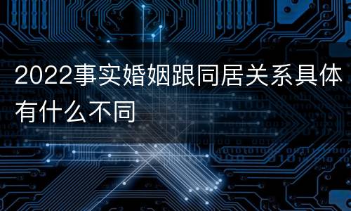 2022事实婚姻跟同居关系具体有什么不同